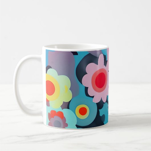 Retro mod bloemen koffiemok (Links)