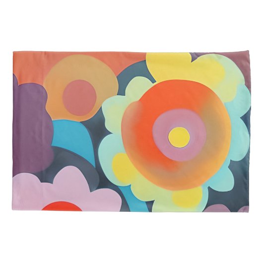Retro mod bloemen  kussensloop (Achterkant)