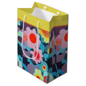 Retro mod bloemen middelgrote cadeautas (Voorkant Gekanteld)
