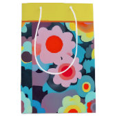 Retro mod bloemen middelgrote cadeautas (Voorkant)