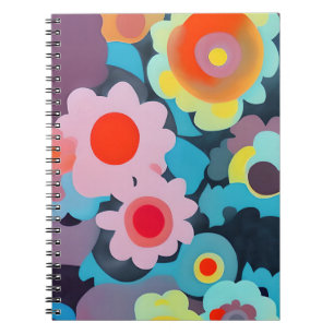 Retro mod bloemen notitieboek