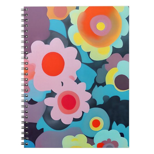 Retro mod bloemen notitieboek (Voorkant)
