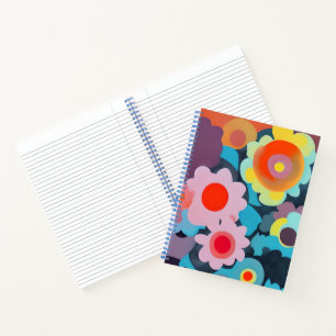 Retro mod bloemen  notitieboek