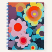 Retro mod bloemen  notitieboek (Voorkant)