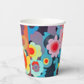 Retro mod bloemen papieren bekers (Achterkant)