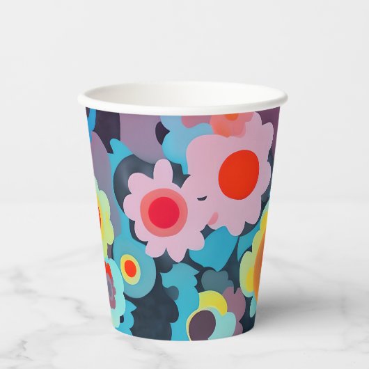 Retro mod bloemen papieren bekers (Voorkant)
