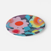 Retro mod bloemen  papieren bordje (Gekanteld)