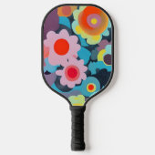 Retro mod bloemen pickleball paddle (Voorkant)