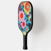 Retro mod bloemen pickleball paddle (Links)