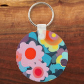 Retro mod bloemen sleutelhanger (Voorkant)
