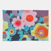 Retro mod bloemen  theedoek (Horizontaal)