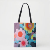 Retro mod bloemen  tote bag (Voorkant)
