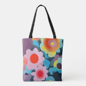 Retro mod bloemen  tote bag (Achterkant)