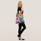 Retro mod bloemen  tote bag (Op model)