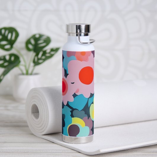 Retro mod bloemen  waterfles (Yoga)