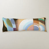 Retro Mod Brown en Blue Grapic Cirtern Pattern Lichaamskussen (Achterkant)