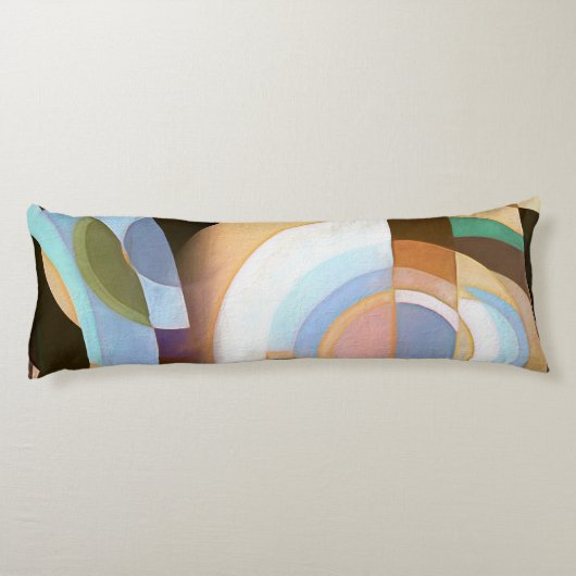 Retro Mod Brown en Blue Grapic Cirtern Pattern Lichaamskussen (Achterkant)