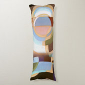 Retro Mod Brown en Blue Grapic Cirtern Pattern Lichaamskussen (Voorkant Verticaal)