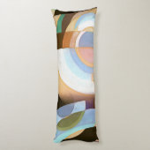 Retro Mod Brown en Blue Grapic Cirtern Pattern Lichaamskussen (Achterkant (Verticaal))