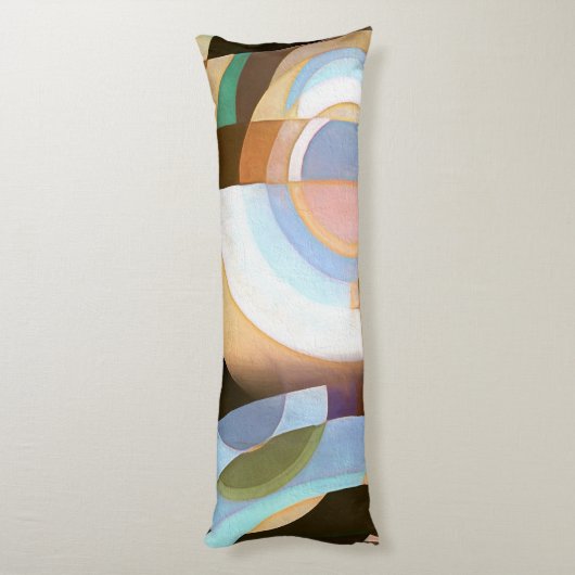 Retro Mod Brown en Blue Grapic Cirtern Pattern Lichaamskussen (Achterkant (Verticaal))