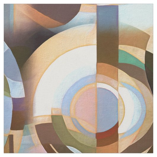 Retro Mod Brown en Blue Grapic Cirtern Pattern Stof (Swatch)