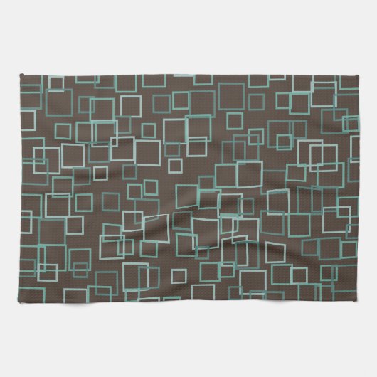 Retro Mod Brown Turquoise Kitchen Towel Gift Theedoek (Horizontaal)