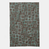 Retro Mod Brown Turquoise Kitchen Towel Gift Theedoek (Verticaal)