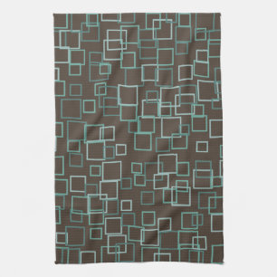 Retro Mod Brown Turquoise Kitchen Towel Gift Theedoek