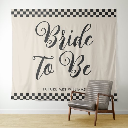 Retro Mod bruid die op het punt staat te trouwen B Wandkleed (In Situ (horizontaal))