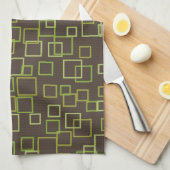 Retro Mod Bruine Limoen Keukenhanddoek Cadeau (Quarter Fold)