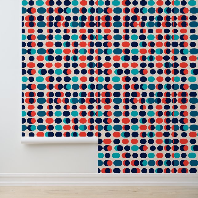 Retro Mod Capsules: Levendig geometrisch patroon Behang (Applicatie)