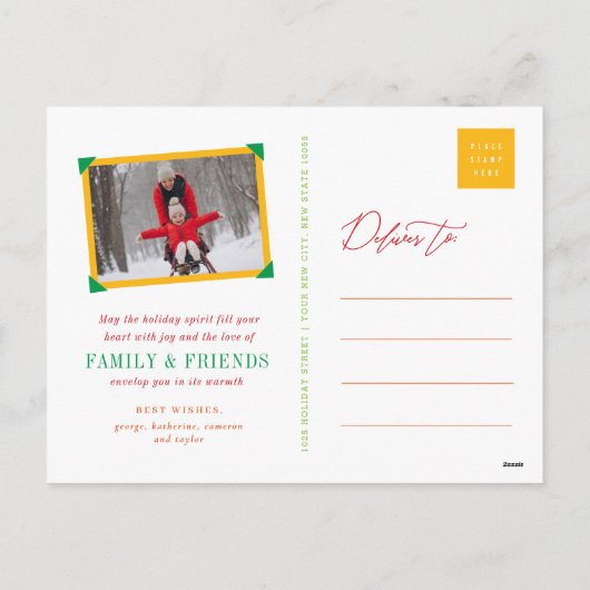 Retro mod cirkels gloeiende Abstracte kerstboom Feestdagenkaart (Achterkant)