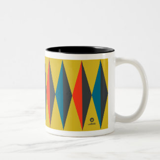 Retro Mod Diamond Patroon Tweekleurige Koffiemok