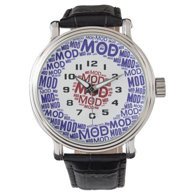 Retro Mod doelwoordkunst Horloge (Voorkant)
