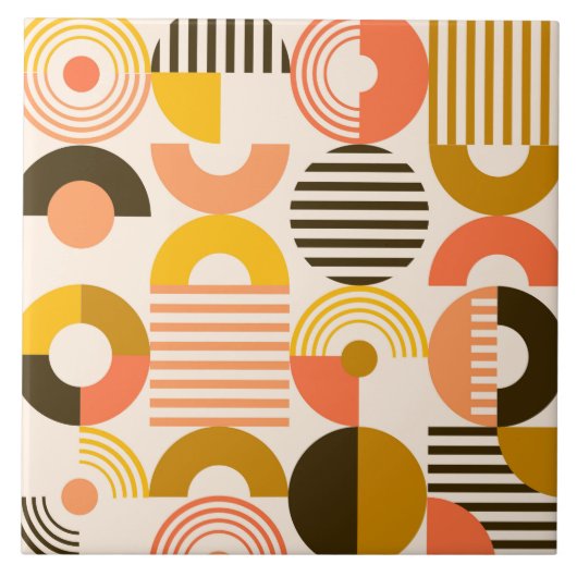 Retro Mod Fantastic Shapes Tegeltje (Voorkant)