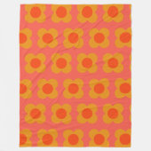 Retro Mod Flower Pattern in Oranje Fleece Deken (Voorkant)