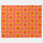 Retro Mod Flower Pattern in Oranje Fleece Deken (Voorkant (Horizontaal))