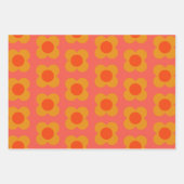 Retro Mod Flower Pattern in Oranje Inpakpapier Vel (Voorkant)
