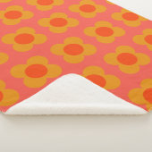 Retro Mod Flower Pattern in Oranje Sherpa Deken (3/4)