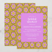 Retro Mod Flowers Paars en Geel Vrijgezellenfeest Kaart (Voorkant / Achterkant)