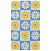 Retro Mod Flowers Patroon in Blauw en Geel Tafelkleed (Voorkant)