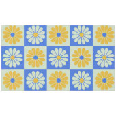 Retro Mod Flowers Patroon in Blauw en Geel Tafelkleed (Voorkant (Horizontaal))