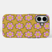Retro Mod Flowers Patroon in Geel en Violet Case-Mate iPhone Case (Achterkant (horizontaal))