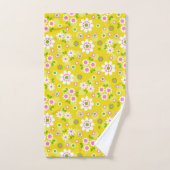 Retro Mod Flowers Yellow & White Bad Handdoek (Handdoek)