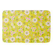 Retro Mod Flowers Yellow & White Badmat (Voorkant)