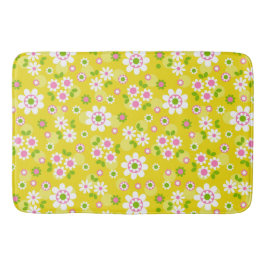 Retro Mod Flowers Yellow & White Badmat