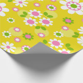 Retro Mod Flowers Yellow & White Cadeaupapier (Hoek)