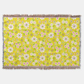 Retro Mod Flowers Yellow & White Deken (Voorkant)