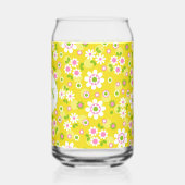 Retro Mod Flowers Yellow & White Monogram Blikvorm Glas (Links)