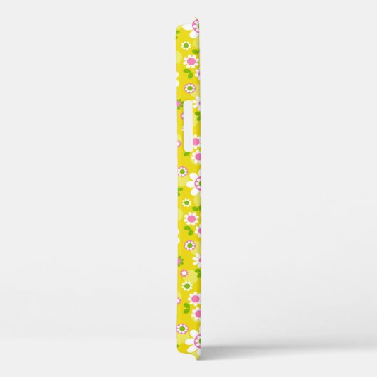Retro Mod Flowers Yellow & White Monogram Case-Mate iPhone Case (Achterkant / Rechts)